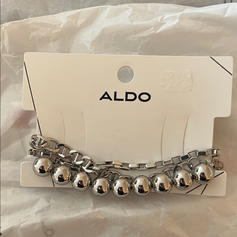 ALDO Silver Chain and Bead Bracelet